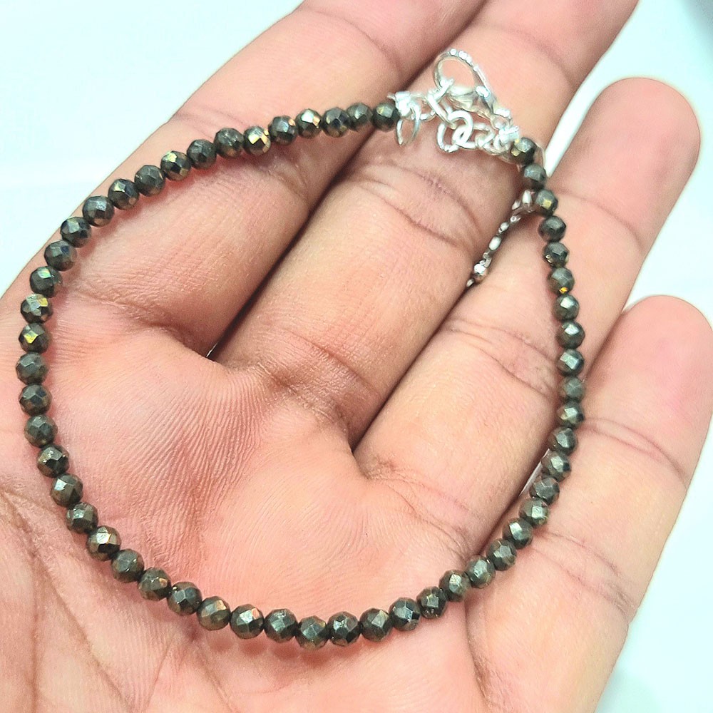 Pyrite Anklet for Protection & Prosperity Golden Pyrite Jewelry for Women - Image 3